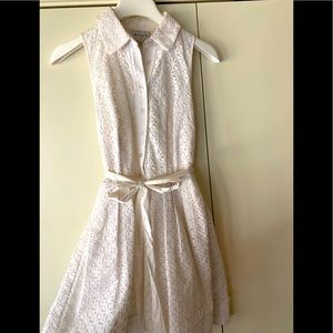 Milly White Floral Eyelet Bow Belt Dress